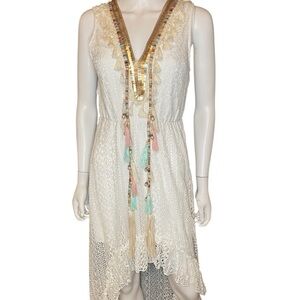 Chic white Lace High Low Dress